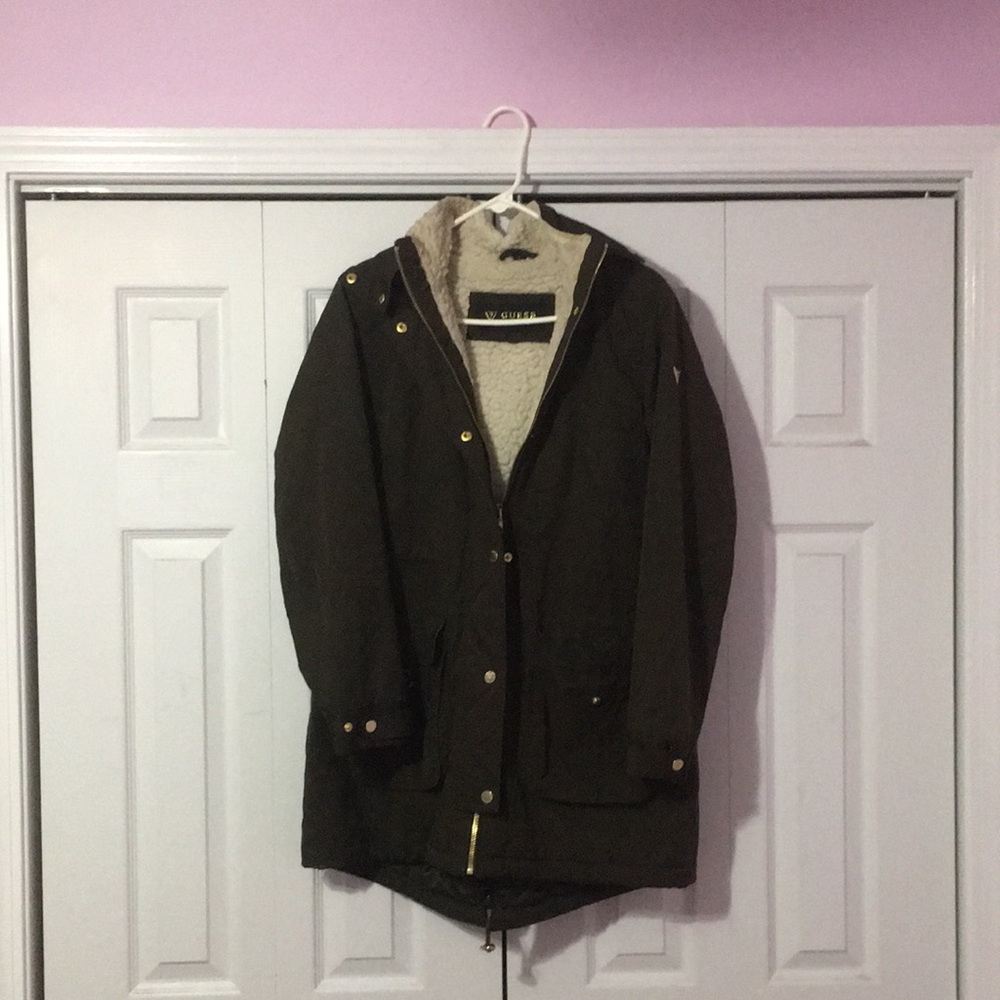 Sherpa Lined Winter Jacket By Guess Gem